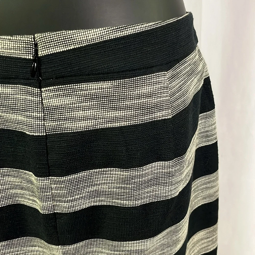 J. Crew Factory Black & Cream Striped Pencil Skirt